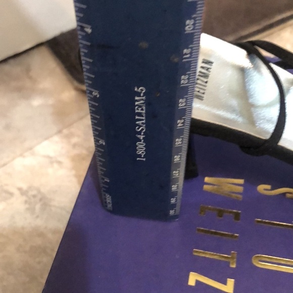 Stuart Weitzman size  10 black ankle wrap heels Rhinestone details - Picture 12 of 15